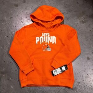 NFL Team Apparel Cleveland Browns Dawg Pound Orange Pullover Hoodie Youth M 5/6